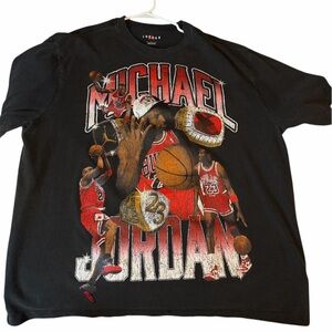 Jordan Black Graphic Tee with Red Accents
